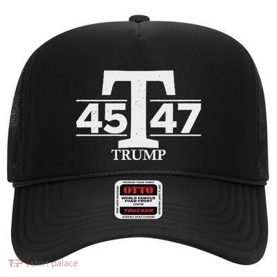 Donald Trump 45 47 45th 47th President High Crown Mesh Back Trucker Hat