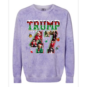 Donald Trump 47 President Christmas Santa Trump Xmas Pajamas Gift Colorblast Crewneck Sweatshirt