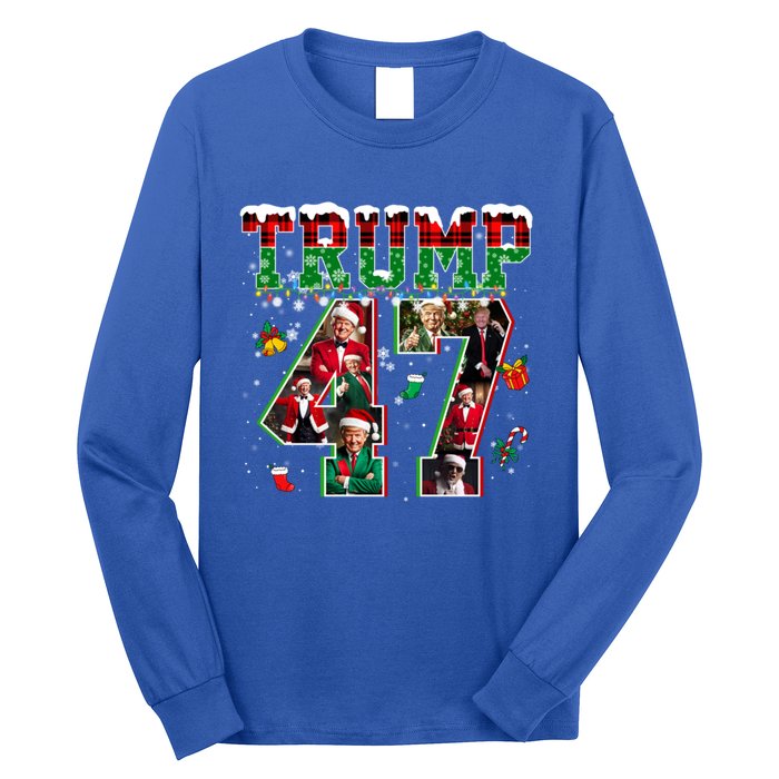 Donald Trump 47 President Christmas Santa Trump Xmas Pajamas Gift Long Sleeve Shirt