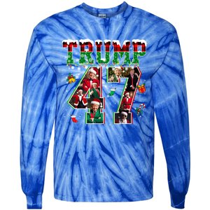 Donald Trump 47 President Christmas Santa Trump Xmas Pajamas Gift Tie-Dye Long Sleeve Shirt