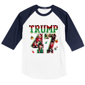 Donald Trump 47 President Christmas Santa Trump Xmas Pajamas Gift Baseball Sleeve Shirt