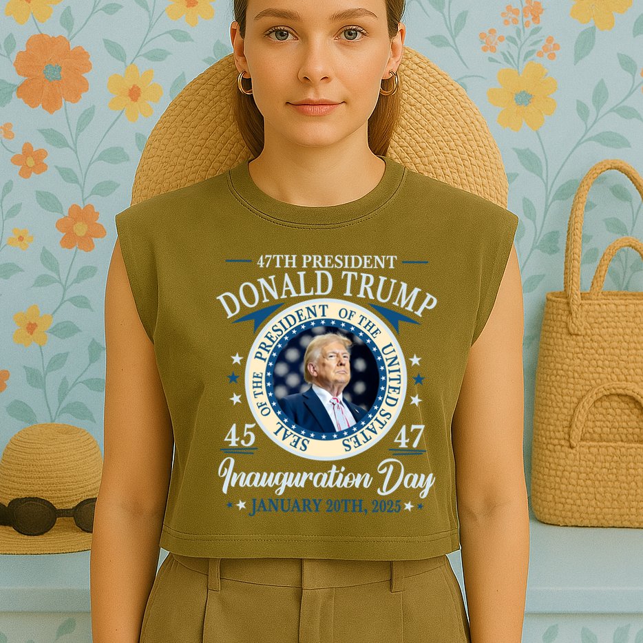 Donald Trump 47th President Inauguration 2025 Supporters Patriotic Garment-Dyed Women's Muscle Tee