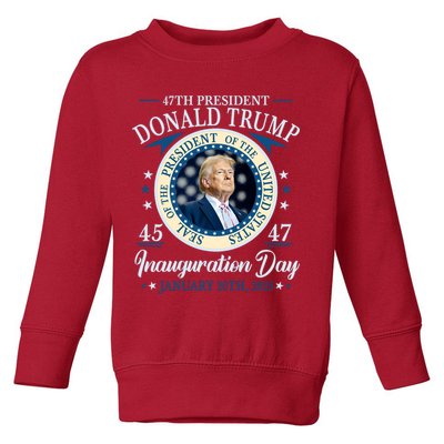 Donald Trump 47th President Inauguration 2025 Supporters Patriotic Toddler Sweatshirt