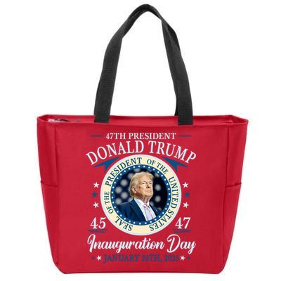 Donald Trump 47th President Inauguration 2025 Supporters Patriotic Zip Tote Bag