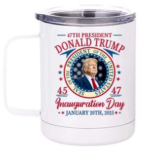 Donald Trump 47th President Inauguration 2025 Supporters Patriotic 12 oz Stainless Steel Tumbler Cup