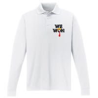 Donald Trump 47th President Jd Vance We Won Get Over It 2024 Performance Long Sleeve Polo