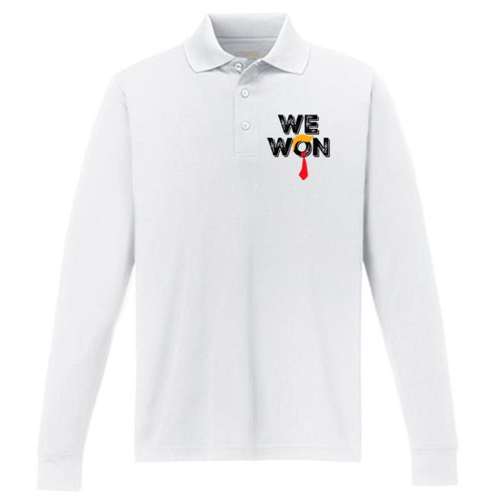 Donald Trump 47th President Jd Vance We Won Get Over It 2024 Performance Long Sleeve Polo