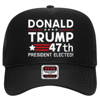 Donald Trump 47th President Elected Inauguration Day 2025 High Crown Mesh Back Trucker Hat