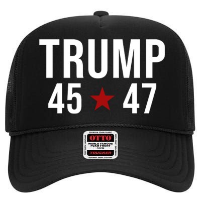 Donald Trump 45 47th President High Crown Mesh Back Trucker Hat