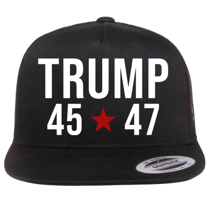 Donald Trump 45 47th President Flat Bill Trucker Hat