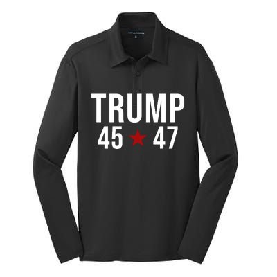 Donald Trump 45 47th President Silk Touch Performance Long Sleeve Polo