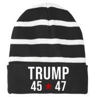 Donald Trump 45 47th President Striped Beanie with Solid Band