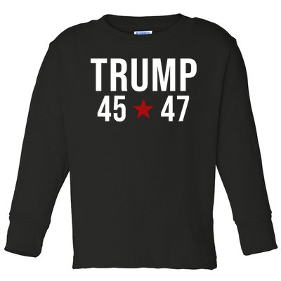 Donald Trump 45 47th President Toddler Long Sleeve Shirt