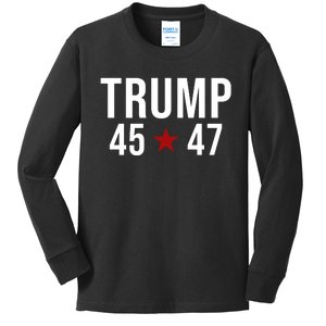 Donald Trump 45 47th President Kids Long Sleeve Shirt