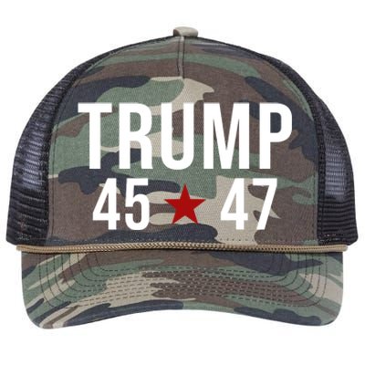 Donald Trump 45 47th President Retro Rope Trucker Hat Cap