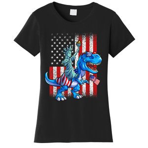 Dinosaur TRex 4th Of July Dino Boy Men American USA Flag Women's T-Shirt