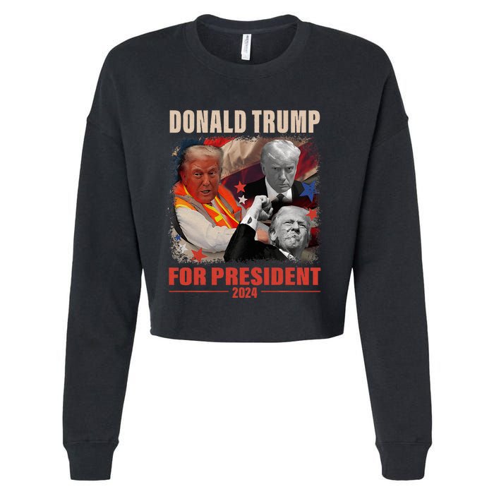 Donald Trump 47th President Elected Inauguration Day 2025 Cropped Pullover Crew