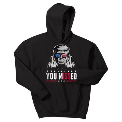 Donald Trump 45 47 Fist Pump Middle Finger You Missed 2024 Kids Hoodie