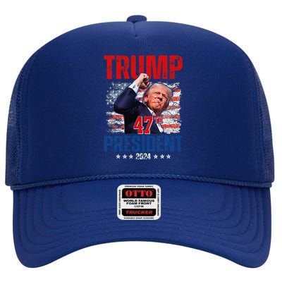 Donald Trump 47th President 2024 Trump Inauguration Day High Crown Mesh Back Trucker Hat