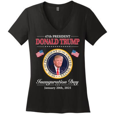 Donald Trump 47th President Inauguration 2025 Supporters Women's V-Neck T-Shirt