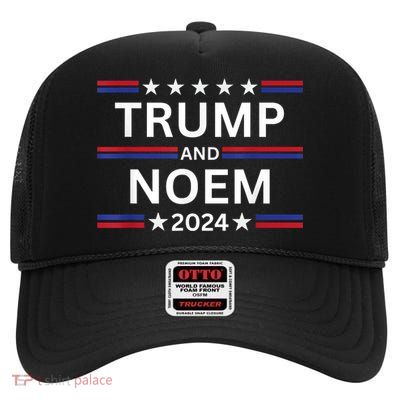 Donald Trump And Kristi Noem 2024 Presidential Election 2024 High Crown Mesh Back Trucker Hat