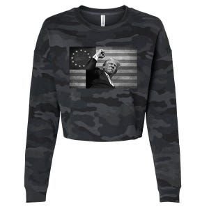 Donald Trump Assassination Attempt Us Flag Cropped Pullover Crew