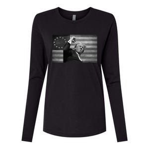 Donald Trump Assassination Attempt Us Flag Womens Cotton Relaxed Long Sleeve T-Shirt