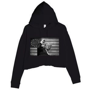 Donald Trump Assassination Attempt Us Flag Crop Fleece Hoodie