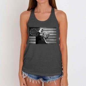 Donald Trump Assassination Attempt Us Flag Women's Knotted Racerback Tank