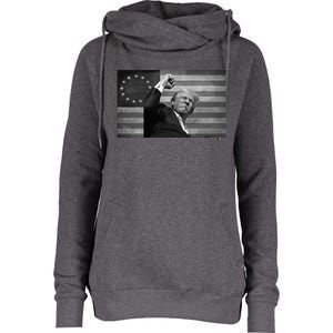 Donald Trump Assassination Attempt Us Flag Womens Funnel Neck Pullover Hood