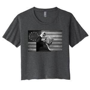 Donald Trump Assassination Attempt Us Flag Women's Crop Top Tee