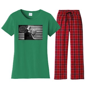 Donald Trump Assassination Attempt Us Flag Women's Flannel Pajama Set