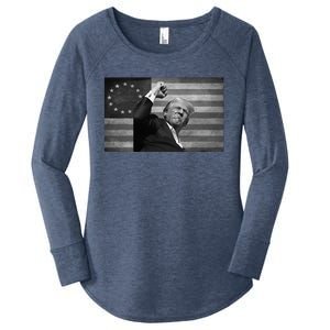 Donald Trump Assassination Attempt Us Flag Women's Perfect Tri Tunic Long Sleeve Shirt