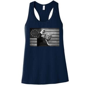 Donald Trump Assassination Attempt Us Flag Women's Racerback Tank