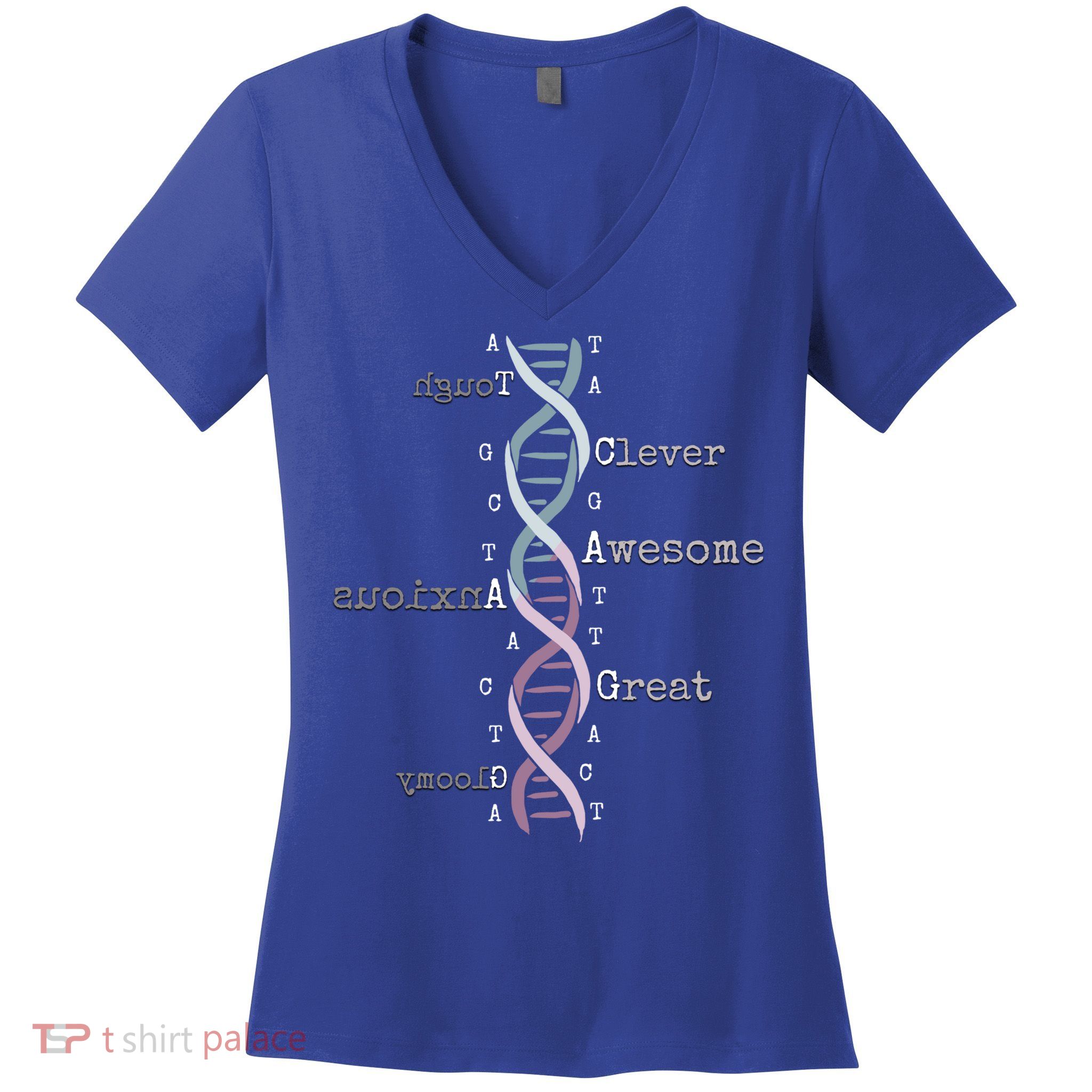 Dna Tee Awesome Genome Funny Science Genetics Birthday Gift Women's V-Neck T-Shirt
