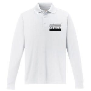 Donald Trump American Flag Performance Long Sleeve Polo