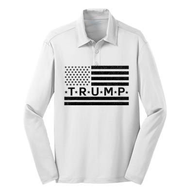 Donald Trump American Flag Silk Touch Performance Long Sleeve Polo