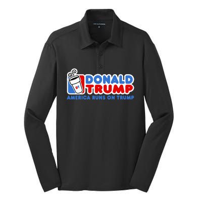 Donald Trump America Runs On Trump Silk Touch Performance Long Sleeve Polo