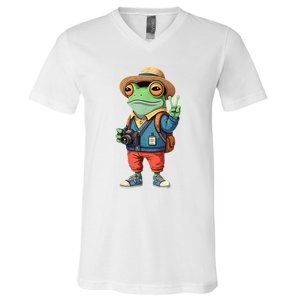 Debi Tirar Album Mas Fotos Frog For Music Lover Fans V-Neck T-Shirt