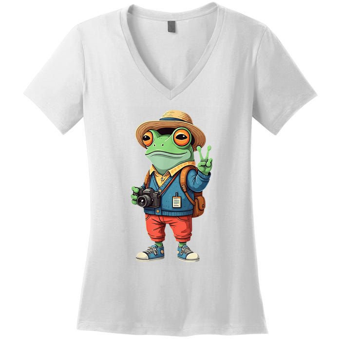 Debi Tirar Album Mas Fotos Frog For Music Lover Fans Women's V-Neck T-Shirt