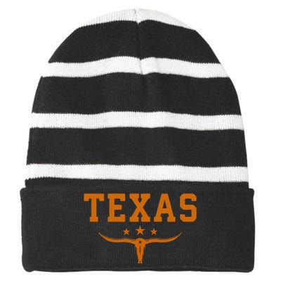 Distressed Texas Apparel Striped Beanie with Solid Band