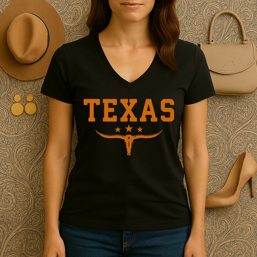 Distressed Texas Apparel Women's V-Neck T-Shirt