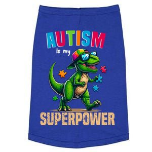 Dinosaur Trex Autism Is My Superpower Autism Awareness Gift Doggie Tank