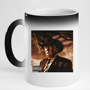 Donald Trump Album Cover Southern Trump Wearing Cow Hat 11oz Black Color Changing Mug