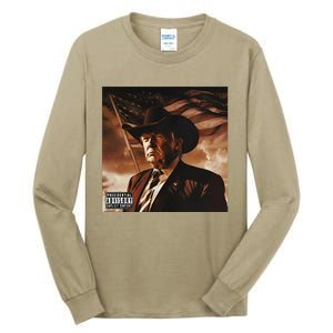 Donald Trump Album Cover Southern Trump Wearing Cow Hat Tall Long Sleeve T-Shirt