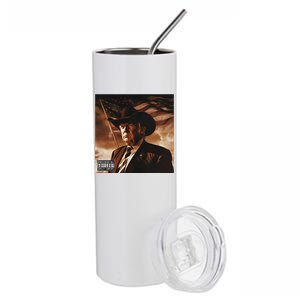 Donald Trump Album Cover Southern Trump Wearing Cow Hat Stainless Steel Tumbler