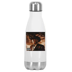 Donald Trump Album Cover Southern Trump Wearing Cow Hat Stainless Steel Insulated Water Bottle