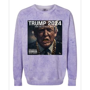 Donald Trump Album Cover Ultra Maga Trump Revenge 2024 Colorblast Crewneck Sweatshirt