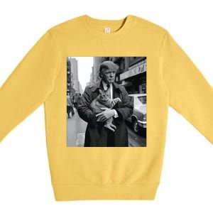 Donald Trump And Cat In Nyc Premium Crewneck Sweatshirt