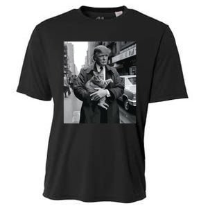 Donald Trump And Cat In Nyc Cooling Performance Crew T-Shirt